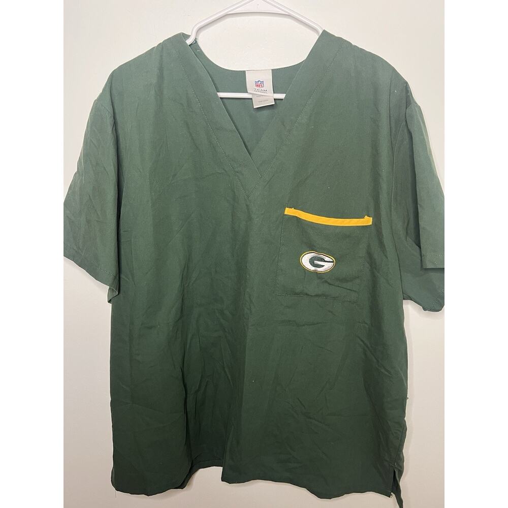 NFL Green Bay Packers‎ Men L Scrub Top Shirt Sports Fan Merch Nursing